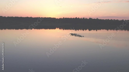 Wallpaper Mural Countryside dramatic and colorful sunset flight over a forest lake, aerial shot on a drone. High quality 4k footage Torontodigital.ca