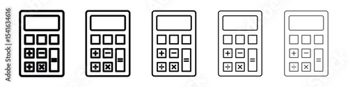 Calculator icon logo in stroke lines collection