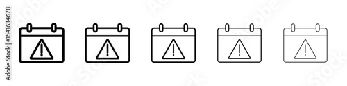Calendar exclamation icon logo in stroke lines collection