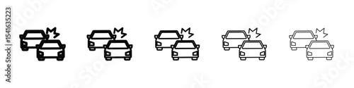 Car crash icon logo in stroke lines collection