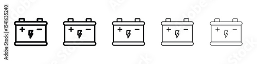 Car battery icon logo in stroke lines collection