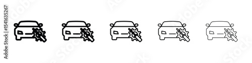 Car mechanic icon logo in stroke lines collection