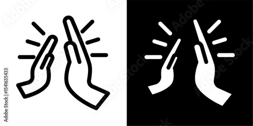 High Five Icon with Sparkles: Success, Teamwork & Celebration