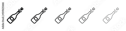 Champagne bottle icon logo in stroke lines collection