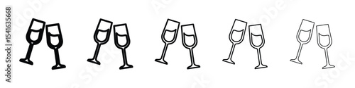 Champagne Glass icon logo in stroke lines collection