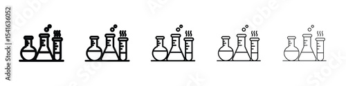 Chemistry icon logo in stroke lines collection
