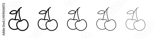 Cherry icon logo in stroke lines collection