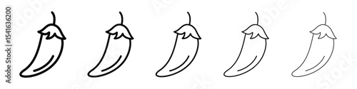 Chilli icon logo in stroke lines collection