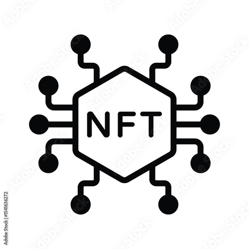 A captivating glyph icon of nft digital artwork