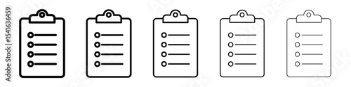 Clipboard icon logo in stroke lines collection