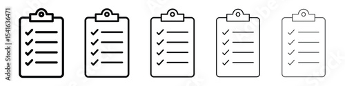Clipboard icon logo in stroke lines collection