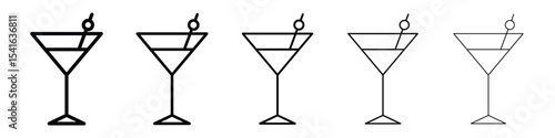 Cocktail icon logo in stroke lines collection