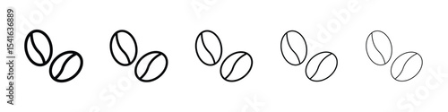 Coffee Bean icon logo in stroke lines collection