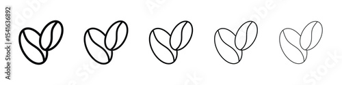 Coffee beans icon logo in stroke lines collection