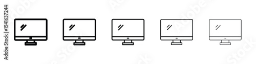 Computer icon logo in stroke lines collection