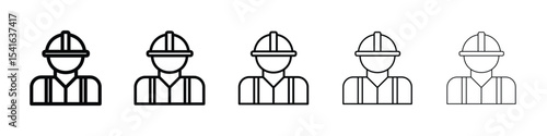 Construction worker icon logo in stroke lines collection
