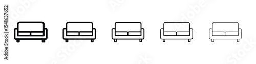 Couch icon logo in stroke lines collection