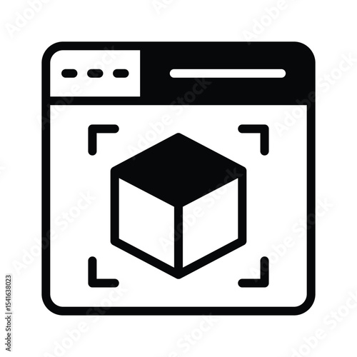 A trendy glyph icon of 3d modelling website