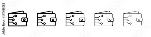 Cryptocurrency wallet icon logo in stroke lines collection