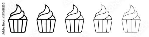 Cupcake icon logo in stroke lines collection