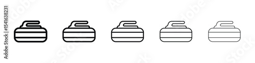 Curling stone icon logo in stroke lines collection