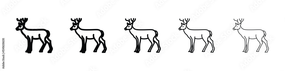 Fototapeta premium Deer icon logo in stroke lines collection