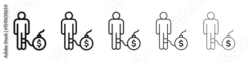Debt icon logo in stroke lines collection