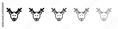 Deer rudolph icon logo in stroke lines collection