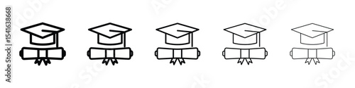 Degree icon logo in stroke lines collection