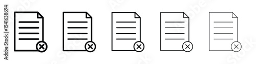 Delete Document icon logo in stroke lines collection