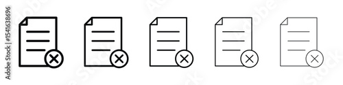Delete Document icon logo in stroke lines collection