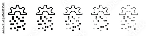 Digital transformation icon logo in stroke lines collection