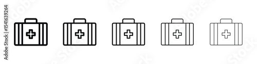 Doctor bag icon logo in stroke lines collection