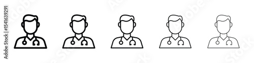 Doctor icon logo in stroke lines collection