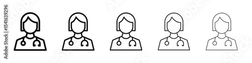 Doctor icon logo in stroke lines collection
