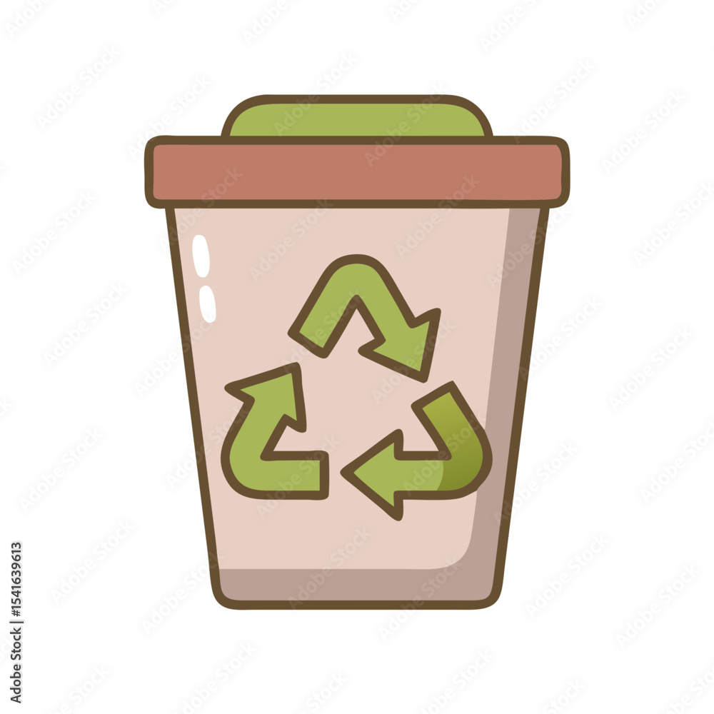 Recycling bin with green symbol on white background Recycling bin with green symbol on white background