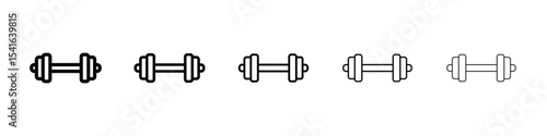 Dumbbell icon logo in stroke lines collection