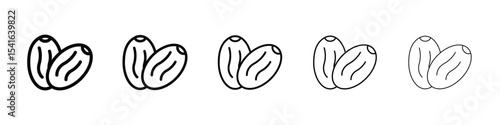 Dry fruit icon logo in stroke lines collection