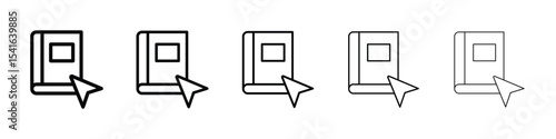 E-book icon logo in stroke lines collection