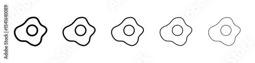 Egg fried icon logo in stroke lines collection