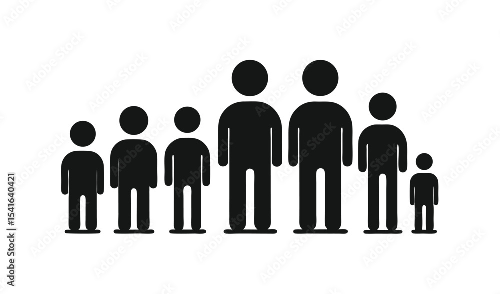 Family of seven pictogram growing up height Family of seven pictogram growing up height