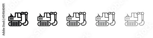 Excavator icon logo in stroke lines collection