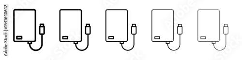 External hard drive icon logo in stroke lines collection