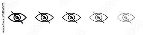 Eye crossed icon logo in stroke lines collection