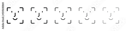Face id icon logo in stroke lines collection