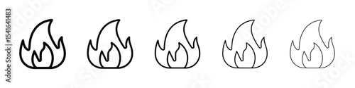 Fire icon logo in stroke lines collection
