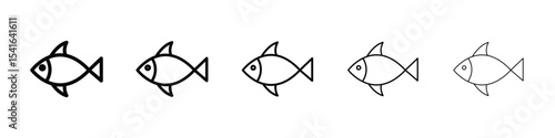 Fish icon logo in stroke lines collection