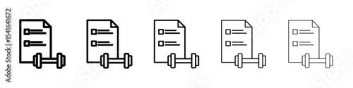 Fitness plan icon logo in stroke lines collection