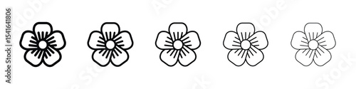 Flax flower icon logo in stroke lines collection