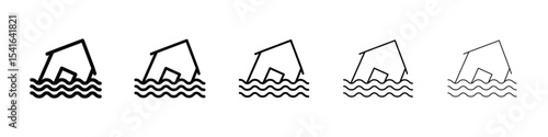 Flood icon logo in stroke lines collection